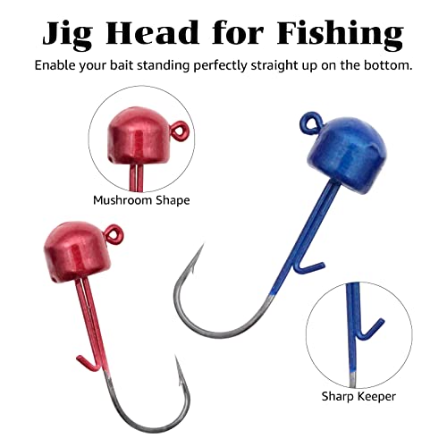 6 Color Ned Rig Kit Soft Plastic Worms with Jigs and Hooks - Bass Fishing Lures