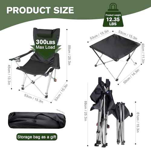 Portable Camping Chair with Footrest Folding Lounge Chair, Reclining Chair for Outside with Cup Holder, Side Pocket and Pillow, Heavy Duty Collapsible Chair for Sports,Outdoors & Lawns