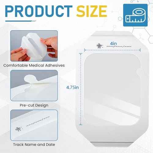 80 Packs Transparent Film Dressing 4" x 4.75", Waterproof Bandages for Wounds, Wound Dressing for Shower or IV Shield, Tattoo Aftercare Bandage, Clear Bandages for Wound Care
