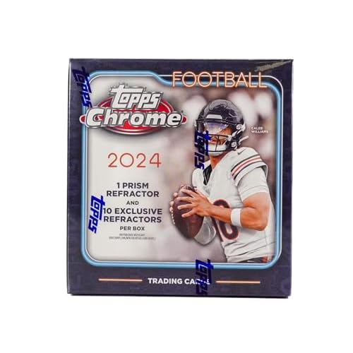 2024 Topps Chrome Football 7-Pack Trading Card Mega Box (1 Prism Refractor + Ten Rookies Per Box!)