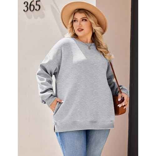 IN'VOLAND Womens Plus Size Sweatshirts Long Sleeve Fleece Soft Fall Winter Crew Neck Pullover Tops with Pockets 2025