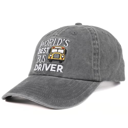 InnoBeta School Bus Driver Appreciation Gifts Cap for Women, Adjustable Embroidered Baseball Hat for Christmas Grey