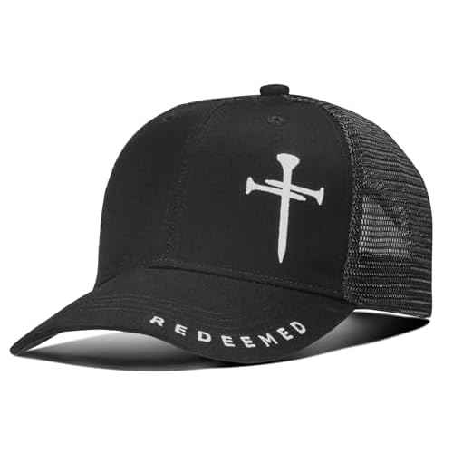 Christian Hats for Men Women with Gift Box, Embroidered Three Nails Cross Baseball Caps, Adjustable Mesh Outdoor Hat