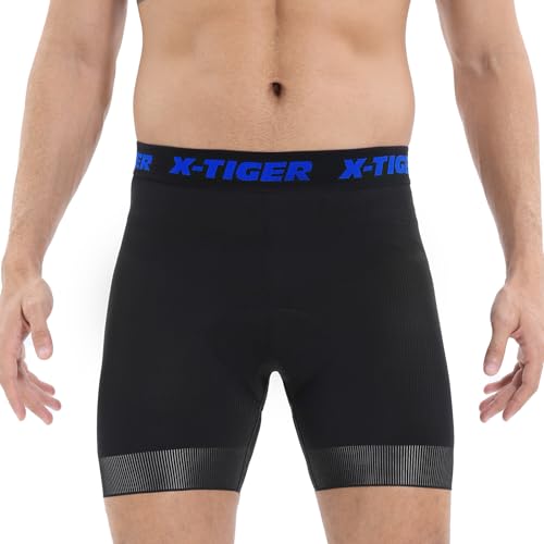 X-TIGER Cycling Underwear Mens Bike Shorts 5D Padded Mountain Biking with Anti-Slip Leg - Blackblue, X-Large