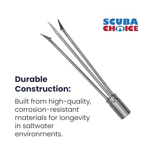 Scuba Choice Spearfishing 6" Stainless Steel 5-Prong Paralyzer Tip w/Barbs – Durable Replacement Spear Head for 6mm Thread Pole Spears – Lionfish Hunting Accessory