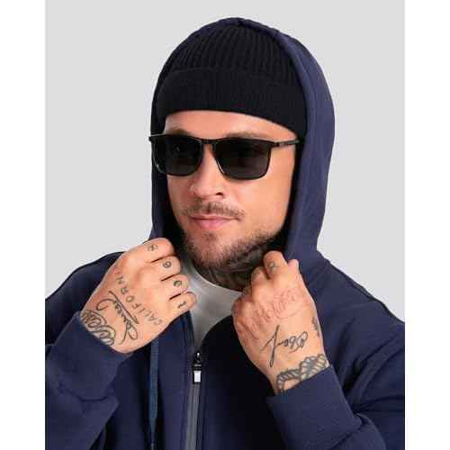 ROYBENS Short Fisherman Beanie for Men Women, Wool Warm Winter Hat, Swag Knit Cuff Soft Trawler Beanies Watch Cap Skull Caps