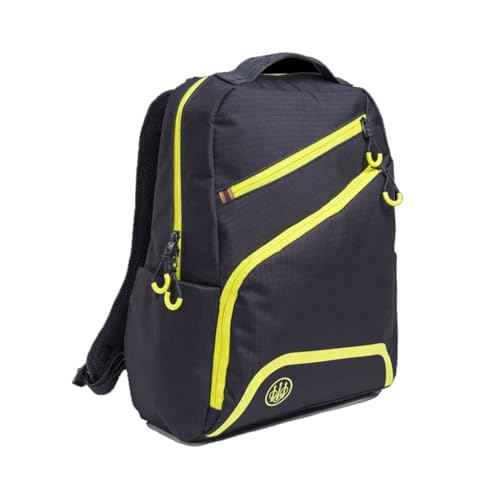 Beretta Unisex Challenge 18-Liter Capacity Durable Resistant Ripstop Compact Lightweight Casual Traveling Outdoor Hiking Backpack with Breathable Back & Padded Shoulder Straps, Ebony & Sulphur Spring