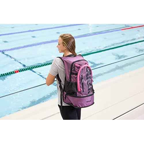 ARENA Unisex Adult Fastpack 3.0 Swimming Athlete Sports Backpack for Swimming Training Gear Gym Bag for Men and Women, 40 Liters, Plum/Neon Pink