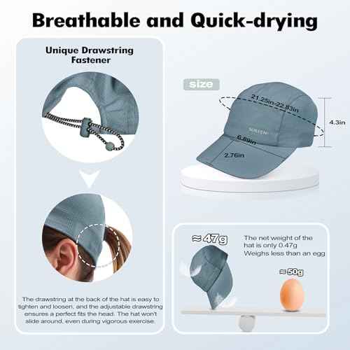 Sukeen Lightweight Sun Hat for Women Men,Quick Drying Baseball Cap UPF50+ Running Hats Foldable Sport Cap for Outdoor Daily