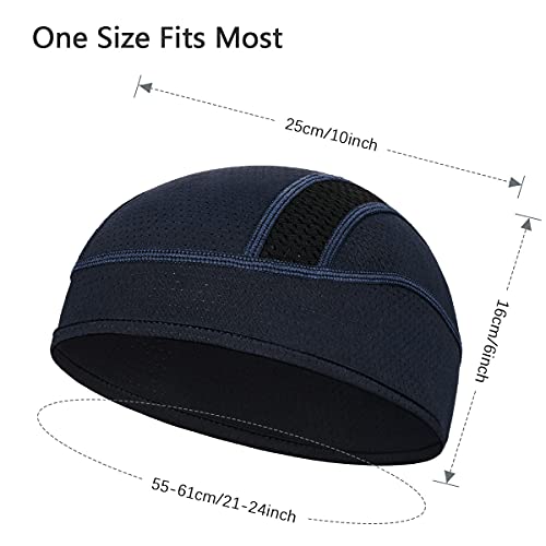MELASA Breathable Mesh Skull Cap for Men - Cooling Helmet Liner, One Size, Black & Army Green