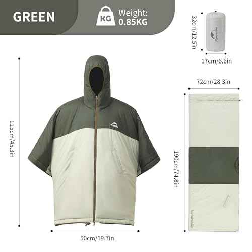 Naturehike Wearable Hooded Poncho Sleeping Bags with Teflon Fabric and Imitation Silk Cotton, Cape for Outdoor, Camping, Home