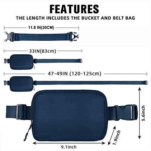 Waterproof Fanny Pack for Women Men - Mini Crossbody Belt Bag with Adjustable Strap Navy Blue