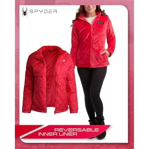 Spyder Womens Ski Jacket - Faux Fur Lined Insulated 3 in 1 Puffer Jacket - Reversible Quilted Winter Coats for Women