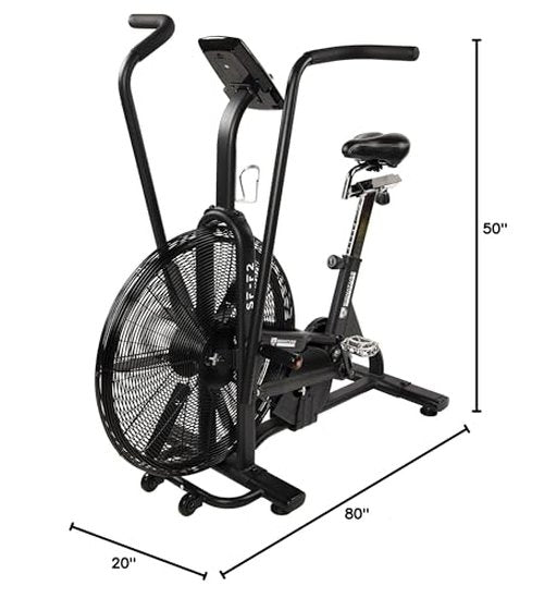 Fitvids Upright Fan Bike with Adjustable Seat and Handlebars for HIIT and Cardio Training