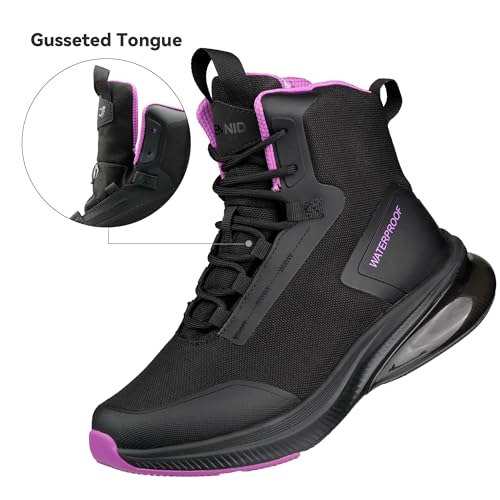 Women's Tactical Work Boots EMT EMS Motorcycle Boots - Black Purple 8.5