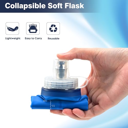 Soft Reusable Hydration Flask 17oz Mix - Foldable BPA-Free Water Bottle for Running Hiking Cycling