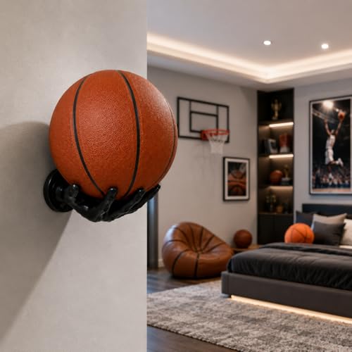 OMXNAQZ Single Black Wall Mount Basketball & Soccer Ball Holder