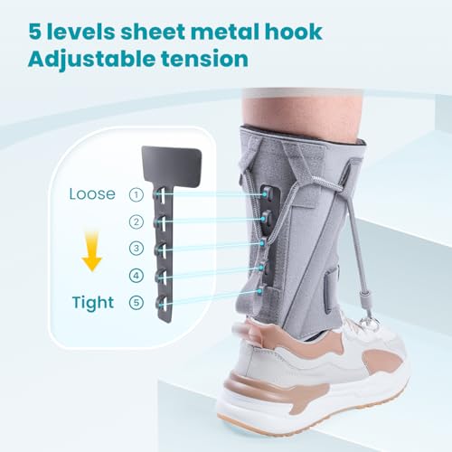AFO Foot Drop Brace Split, Adjustable Ankle Support for Walking, Gray, Medium/Large