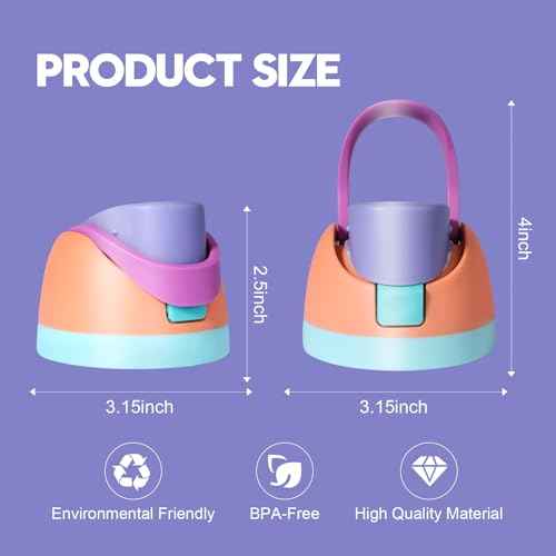 Replacement Lid for Owala Freesip, Compatible with Owala Cup 16oz 24oz 32oz 40oz, One Button Water Bottle Top Lid for Owala Freesip, Leakproof, BPA-Free, Orange-Purple