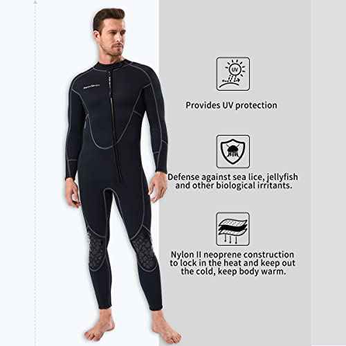 Seaskin Mens 3mm Shorty Wetsuit Womens, Full Body Diving Suit Front Zip Wetsuit for Diving Snorkeling Kayaking Swimming