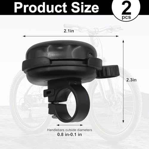 2 Pack Bike Bells for Adults, Loud Crisp Clear Sound, Durable Aluminum Alloy, Bicycle Bell for Adult Bikes, Easy to Install Cycling Accessories for Mountain Road and Commuter Safety