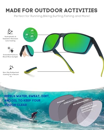 XXL Large Polarized Sports Sunglasses for Big Heads Men Black Grey Variation