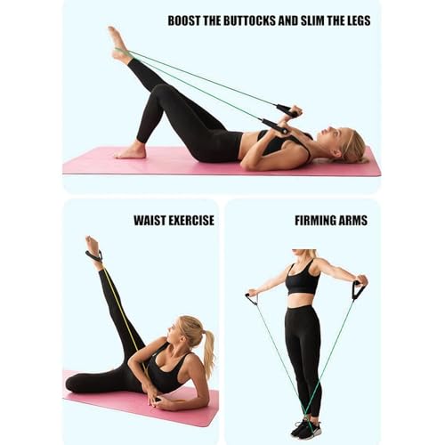 Resistance Bands with Handles - Single Portable Bands for Resistance Training, Physical Therapy, Home Workouts, Fitness, Pilates, Chest Expander and Sit-up Exercises - Red