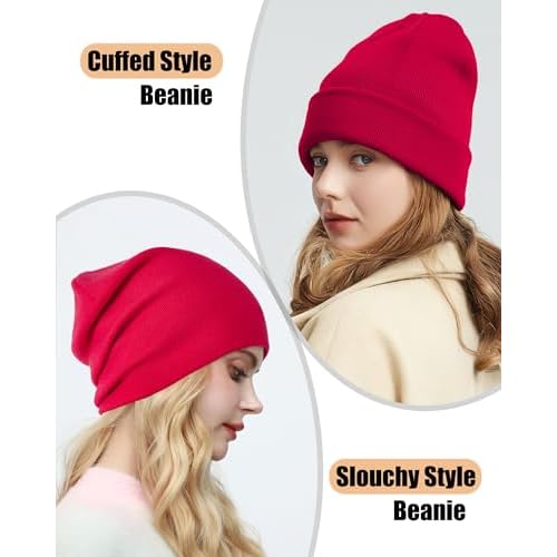 Satin Lined Beanie Hat for Women Men, Wool Knit Cuffed Silk Lining Fisherman Beanies Slouchy Warm Winter Hats Skull Cap