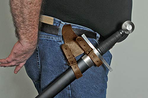 Brown Leather Sword Frog with Adjustable Belt Loop - 8 Inches