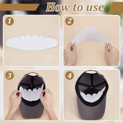 FINGERINSPIRE 50 Pcs Baseball Caps Inserts Shapers 3.7x11.2inch White Baseball Caps Inserts Universal Cap Inner Liner Cardboard Hat Support Brim Holder for Fitted Ball Sports Cap Insert