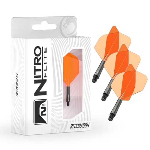 RED DRAGON Nitro Flite Dart Flights & Stem System No.2 Medium Black & Orange