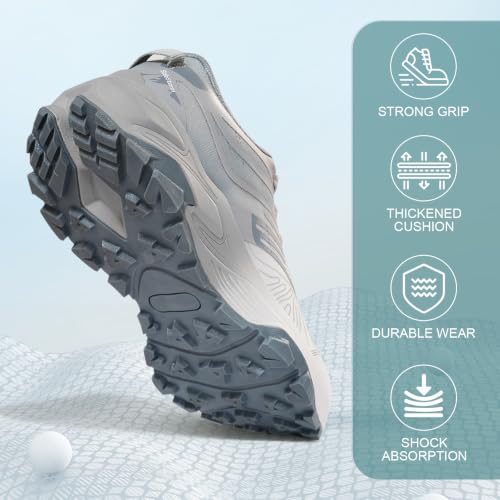 Women's Lightweight Hiking Shoes White Grey Size 7 Outdoor Walking Sneakers