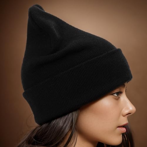 Funny Gothic Emo Beanie Hat - Black Knit Cap for Men and Women