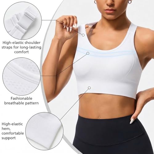 Sports Bras for Women High Impact Workout Running Yoga Gym Bra Large Petite White - Sewvmrgayo
