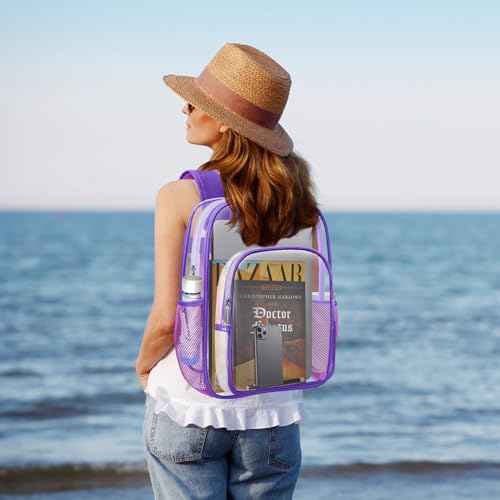 HEEYA Clear Backpack Heavy Duty Transparent Backpack for Security, Sports, Work, Travel, Stadium
