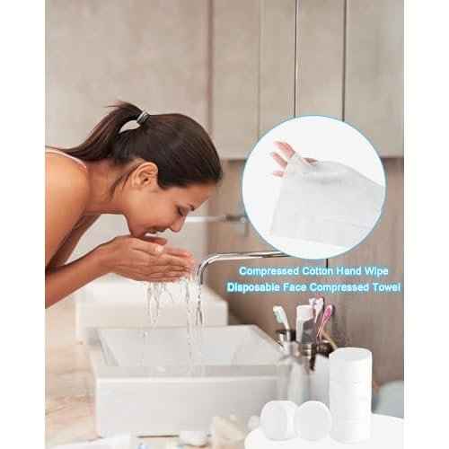 100 PCS Compressed Towels Disposable Washcloths Compressed Towel tablets Portable Compressed paper Towels Thicken the Towel Suitable for Outdoor Camping at home