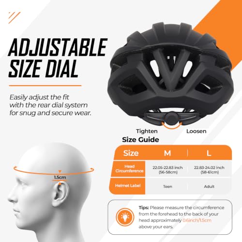 Adult Bicycle Helmet for Road & Mountain Cycling - Black, Large (58-61cm)