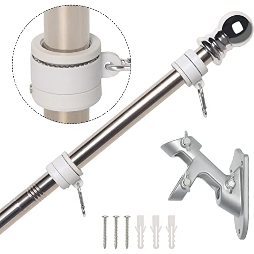 NELXINJO 6FT Flag Pole with Bracket,Professional Stainless Steel No Tangle Spinning Pole and Flag Pole Kit with Bracket for Residential or Commercial