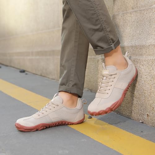 Women's Barefoot Wide Toe Box Hiking Sneakers - Light Brown 8.5/Women, 6.5/Men