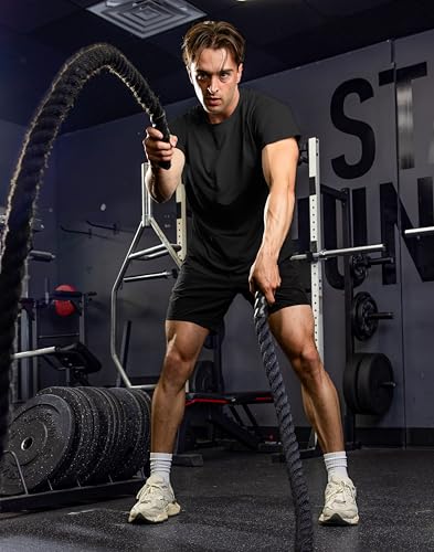 Men's Athletic Workout T-Shirt Large Black Moisture Wicking Running Shirt