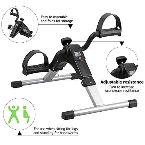 Folding Pedal Exerciser, Mini Under Desk Bike - Portable Foot Hand Cycle Peddler Machine Bicycle Exerciser for Arm Leg While Sitting