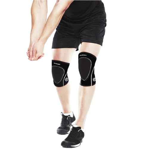 Rehband Indoor-Sports knee pads, 3mm Neoprene knee protectors for volleyball, handball & dancing, Unisex knee protector support, Colour:Black - 1 Pair, Size:Medium