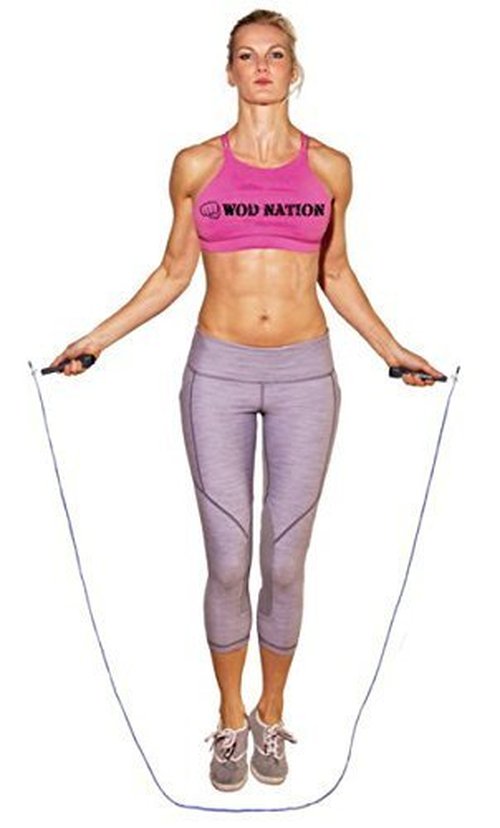 WOD Nation Adjustable Speed Jump Rope for Men & Children - Blazing Fast Fitness Skipping Rope for Boxing, MMA, Endurance, Exercise, and Gym Workout - Black