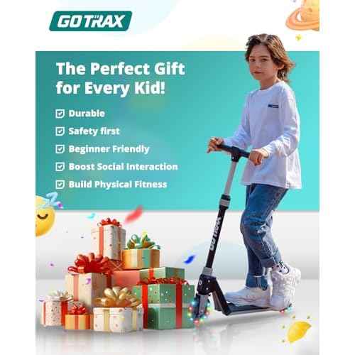 Gotrax K03 Kick Scooter for Kids, 5" LED RGB Lighted Wheels, 4.6 Lbs Lightweight and One-Click Detachable Design, Height Adjustable Handlebars, Anti-Slip Deck and Max Load 110 Lbs for Boy&Girl Age 3+