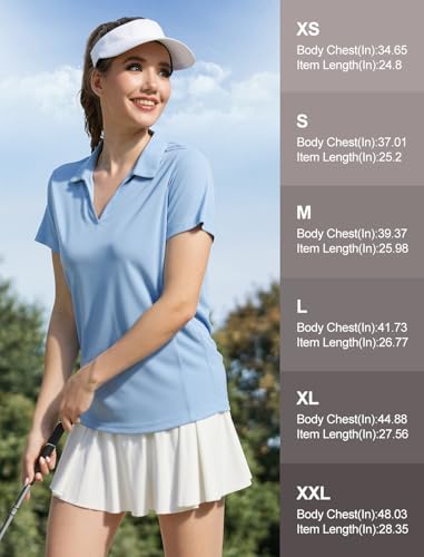 Women's Short Sleeve Polo Shirt X-Large Light Blue Quick Dry UPF 50+ Sun Protection