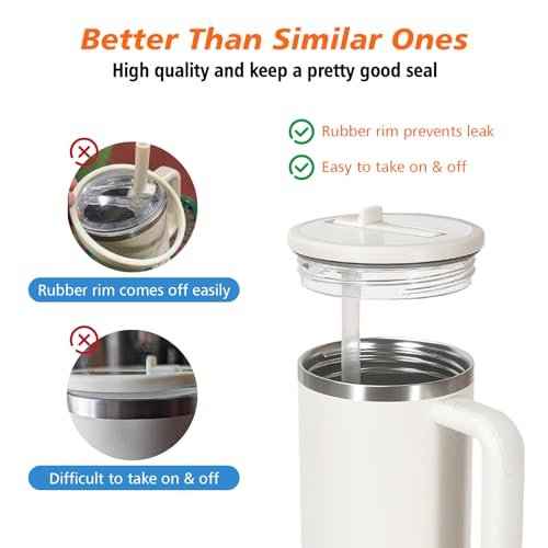 40 oz Tumbler Flip Straw Lid for Stanley Cup Accessories, 2 Pack Leak Proof Stanley Lid Replacement 40 oz for Stanley Quencher