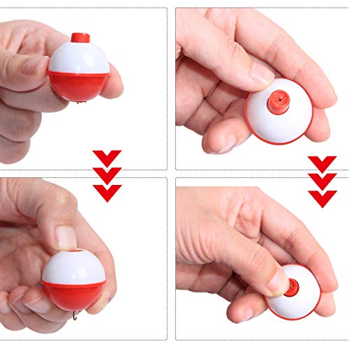 15pcs Red White Push Button Fishing Bobbers Float Buoys - 1 Inch