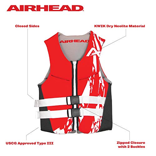 Airhead Swoosh Kwik-Dry Neolite Life Jacket, US Coast Goard Approved Type III Life Jacket, Adult and Youth Sizes