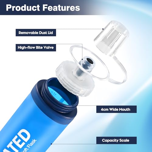 Soft Reusable Hydration Flask 17oz Mix - Foldable BPA-Free Water Bottle for Running Hiking Cycling