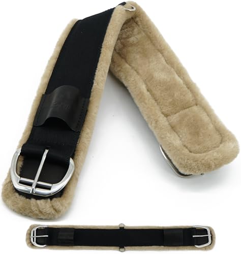Jeereal 32 Inch Breathable Western Horse Cinch Girth - Leather & Wool Lined